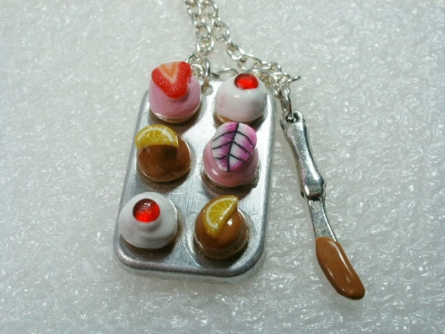 Muffin Pan/ Cupcake Pendant. Polymer Clay.