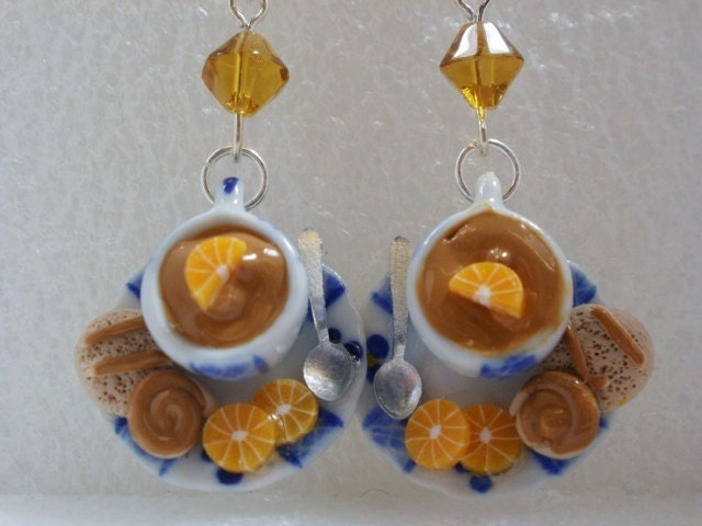Chocolate Mousse Earrings. Polymer clay.