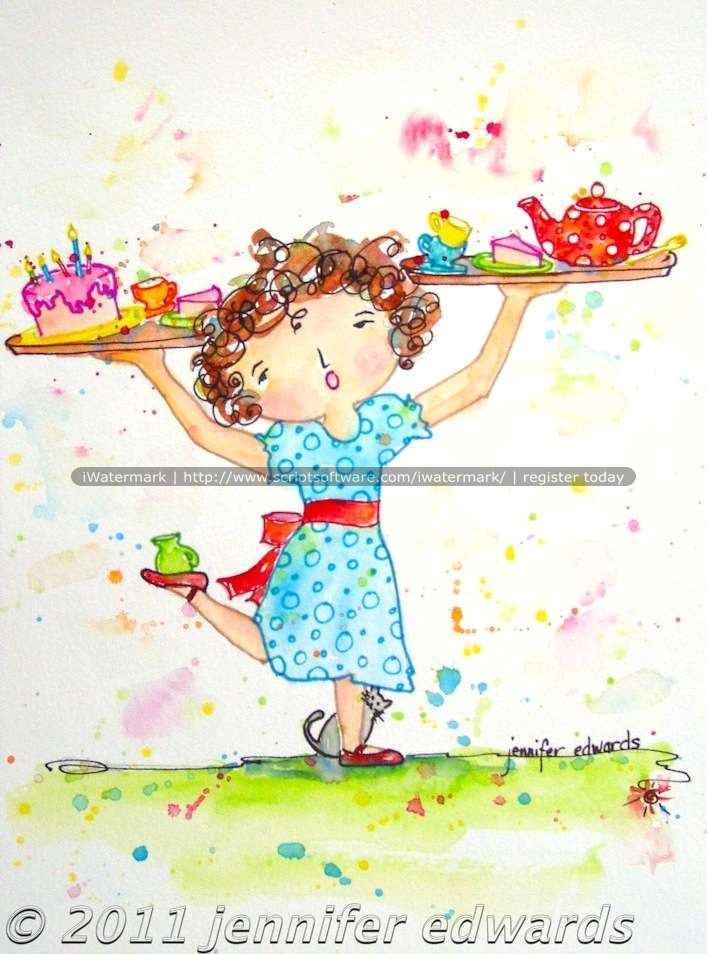 A 5" x 7" print of a watercolor painting of Genevieve titled, Balancing Life.