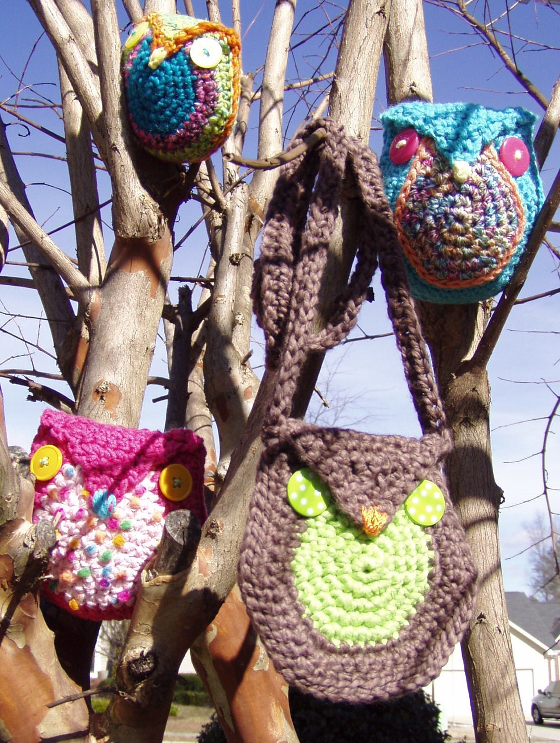 Owl Mania (Crochet Pattern). Detailed pattern for making these adorable stuffed owls & owl purses.  INSTANT DOWNLOAD