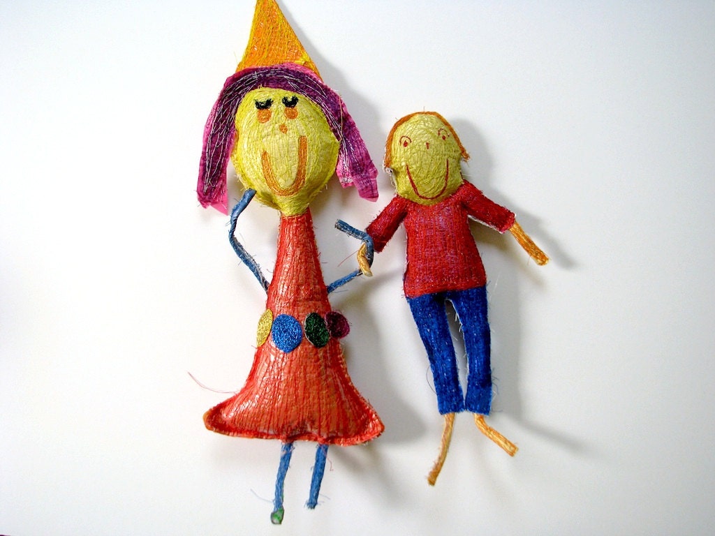 Personalized Plastic Bag Children's Art Keepsake - Custom Made OOAK Set from Your Child's Artwork.