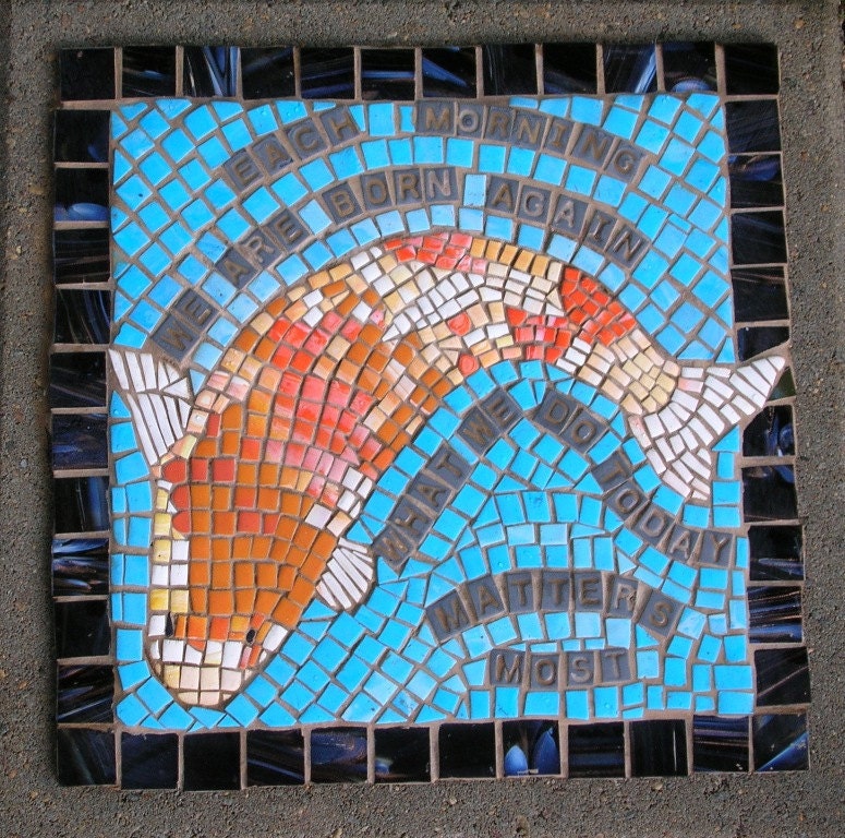 Koi Mosaic Meditation Stone