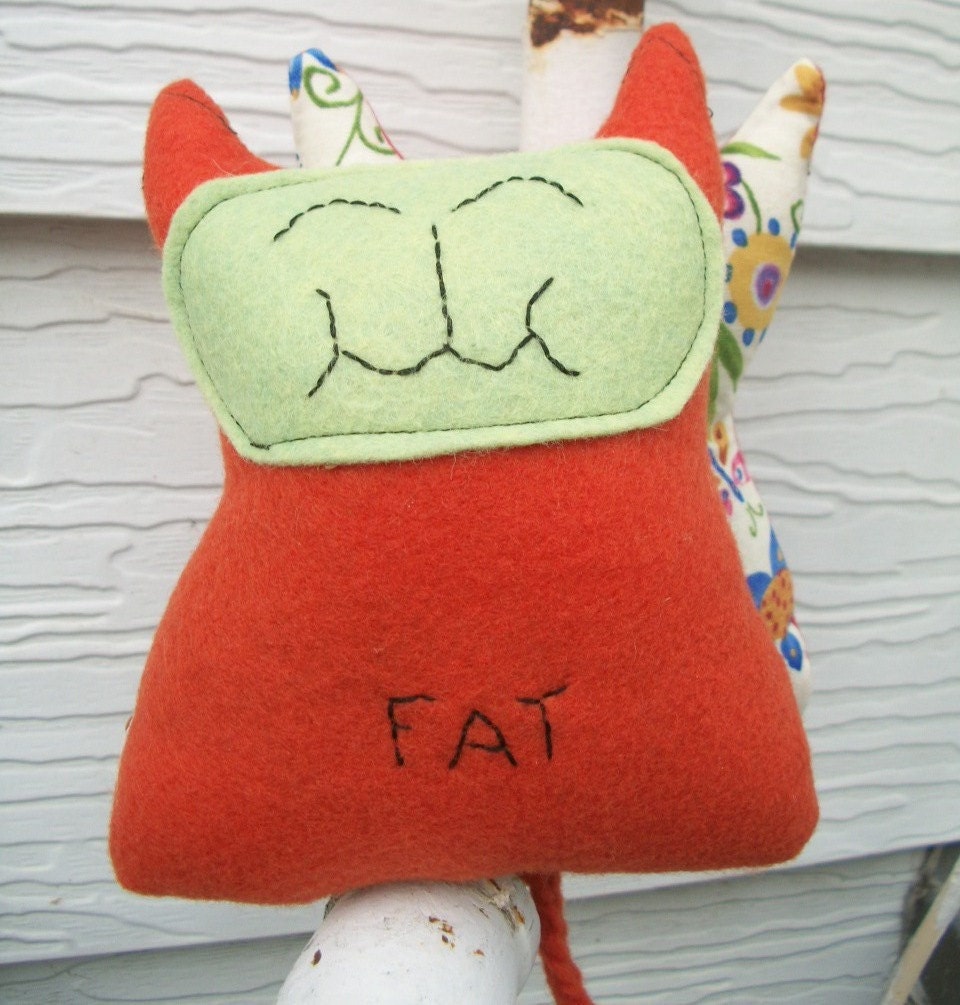 Orange Felt Catnip Toy Organic Floral Plush Kitty