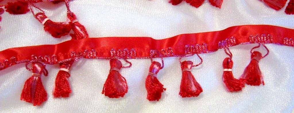 Tassel Fringe Trim: Vintage, Red Pink Two Tone, 2 Inches wide - 5 yards - T1021