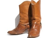 tan leather mid calf boots size 6