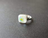 Dainty Sparkly White Adjustable Glass Ring