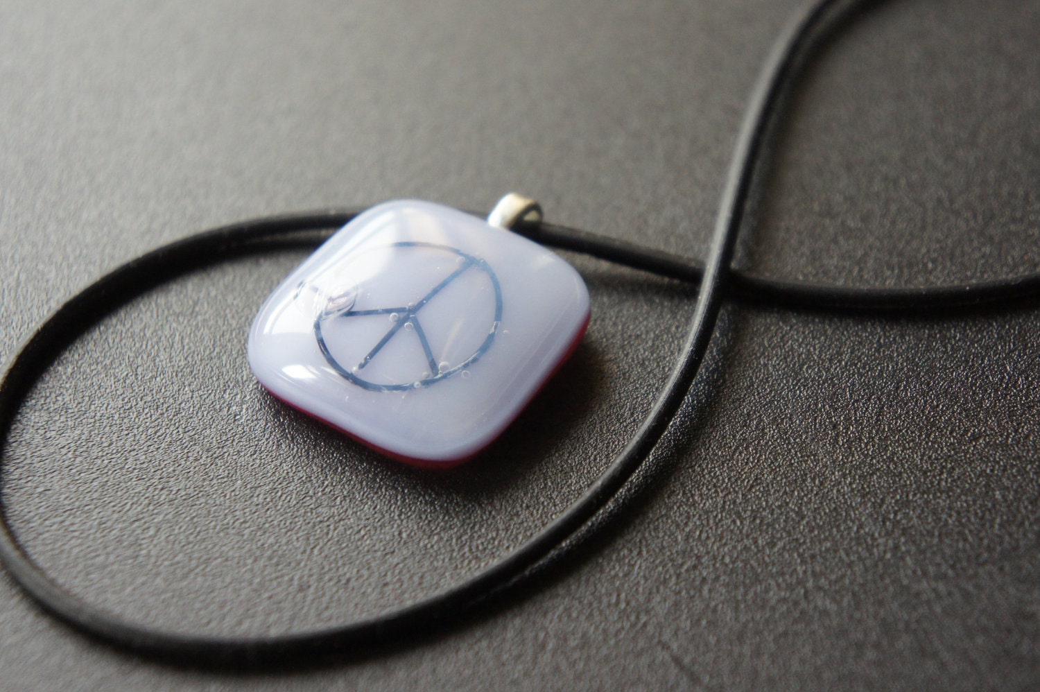 Light Violet PEACE Necklace (Glass Fused)