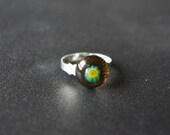 Petite Brown & Yellow Adjustable Ring (Glass Fused)