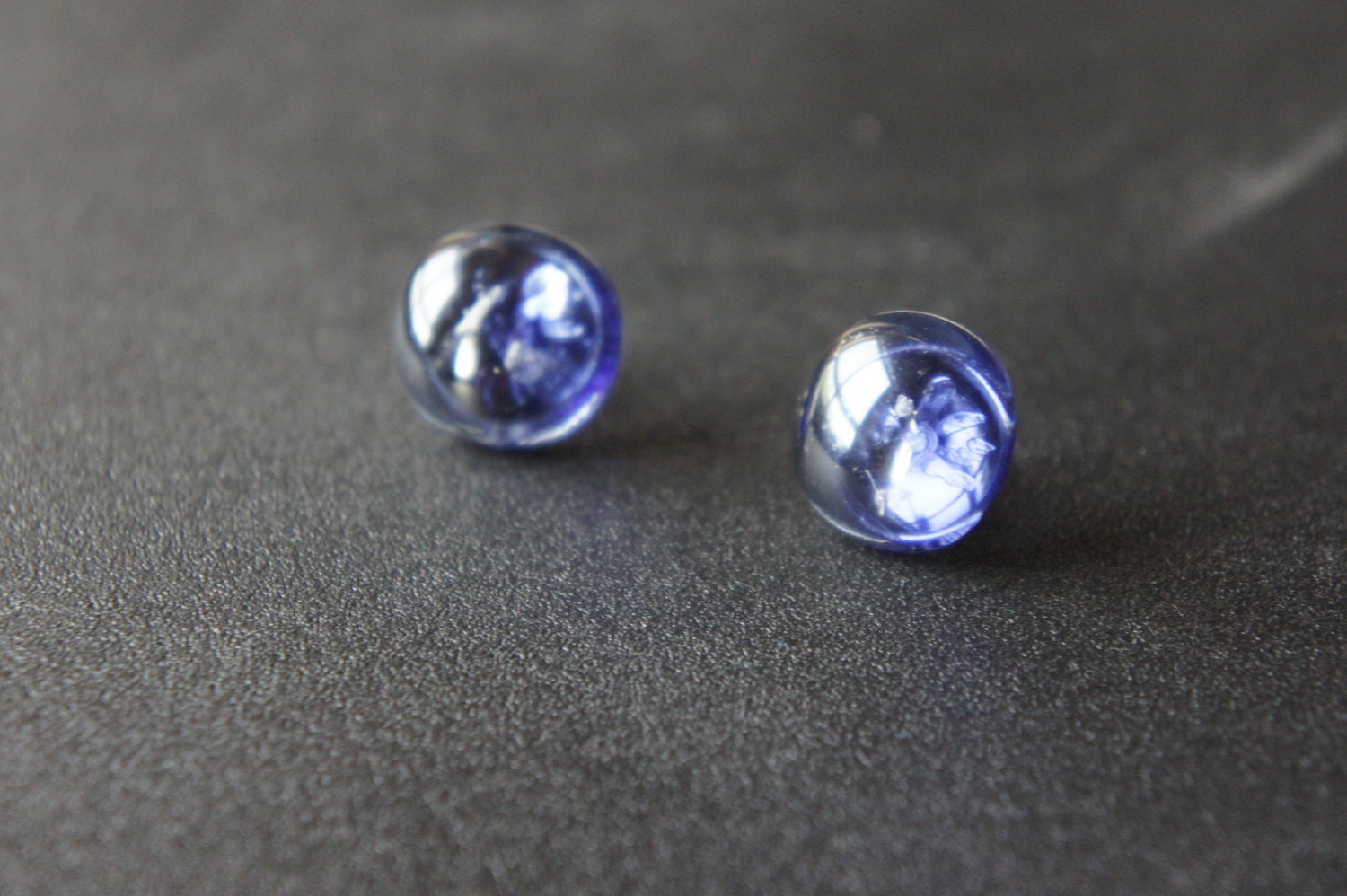Purple Glass-Fused Earrings (Half-Inch Diameter)