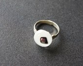 White w/ Dichroic Pink (Adjustable) Glass-Fused Ring