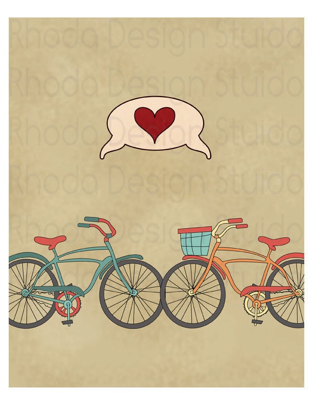 Love You Forever 8 x 10 Digital File To Print (Retro Bike Love)