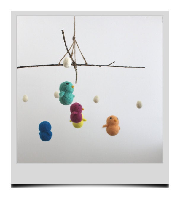 Hand Needle Felted Baby Mobile - Fruit Punch Birds (made to order)