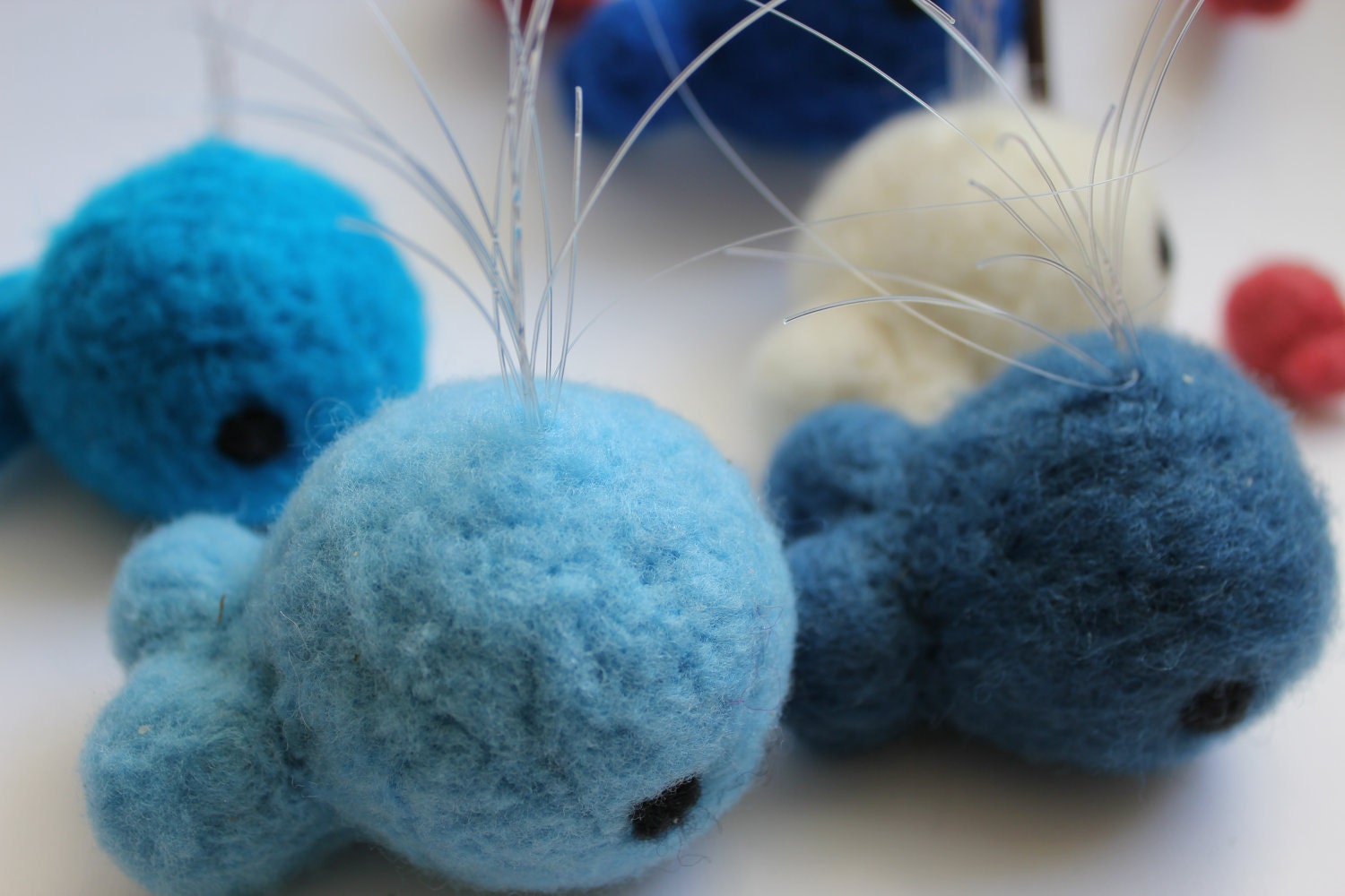 Hand Needle Felted Baby Mobile - Whales & Fishies