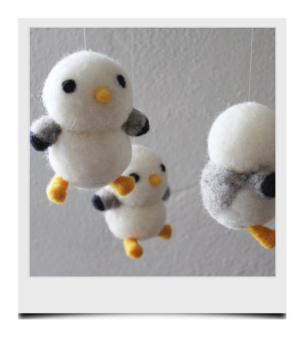 Hand Needle Felted Seagull Mobile (Made to Order)