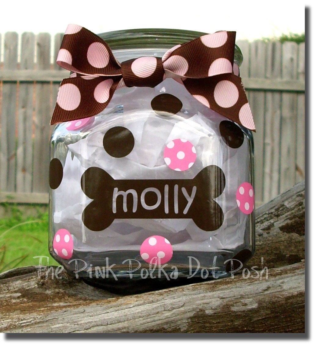 Personalized Dog Treat Jar to store your Doggies Treats in Style