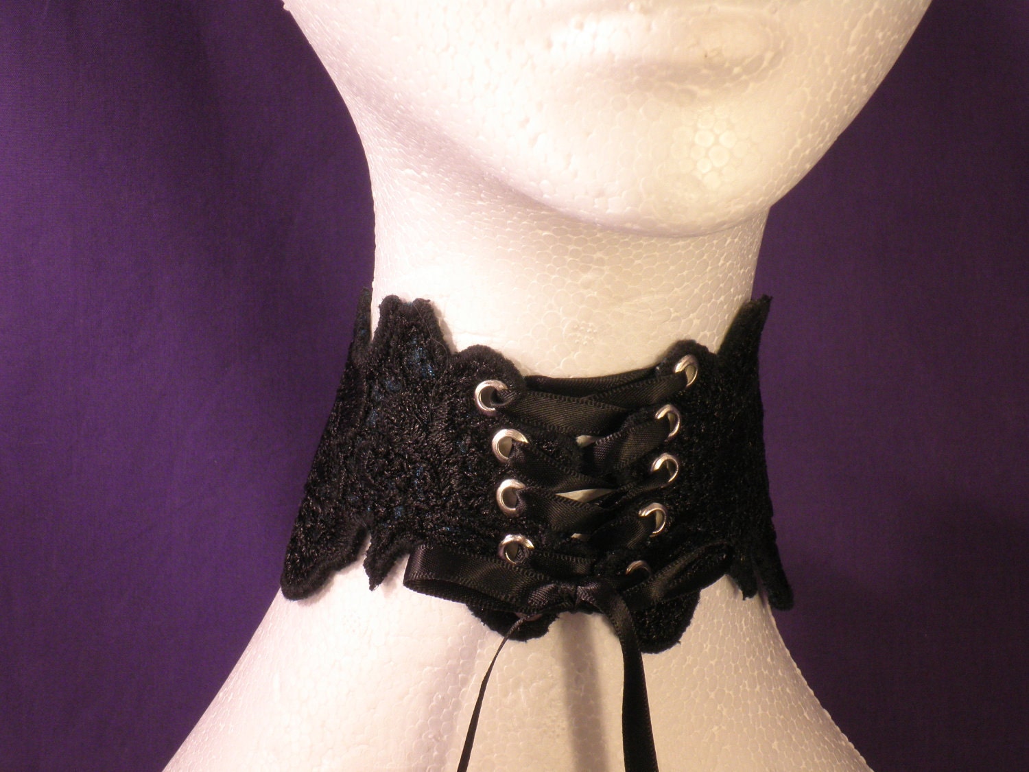 Teal Lace Applique Choker/Posture Collar - Absolute Devotion
