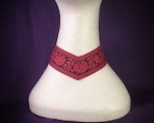 Rich Pink and Black Lace Up Ceremonial Collar - Absolute Devotion