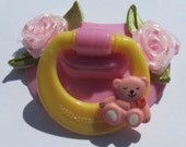 Reborn  Magnetic Pacifier Pretty Customized Pink and Yellow "Teddy Bear"