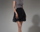 Black Chiffon Skirt Feminine Romantic skirt Made to order
