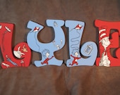 Cat in the Hat Inspired  Hand Painted Letters