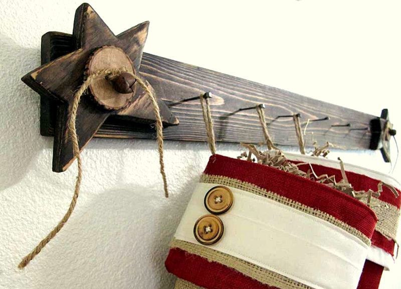 Rustic Stocking Holder Hanger Christmas Decor