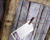 Yellow Rustic Organizer Card Holder Picture Memo Message Board Photo Display Reclaimed Wood & Chicken Wire