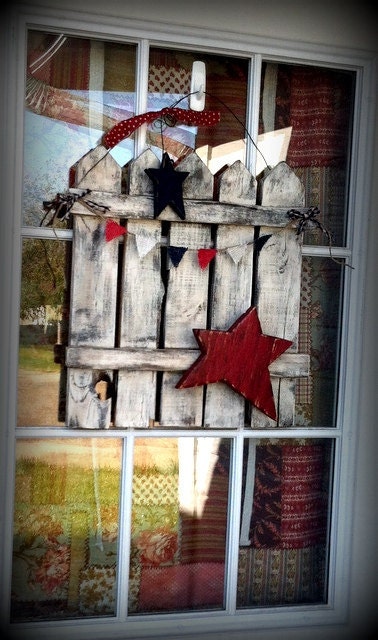 Americana Rustic Reclaimed Wood Picket Fence Door/ Wall Decor Patriotic 4th of July Independence Day