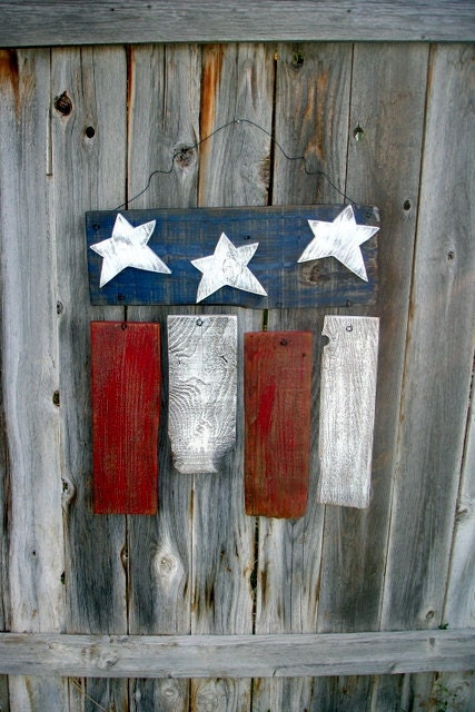 Rustic Reclaimed Wood Americana Flag Fourth of July Memorial Day President's Day Decor