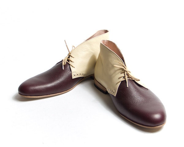 1920's vintage inspired two tones desert boots custom made FREE WORLDWIDE SHIPPING