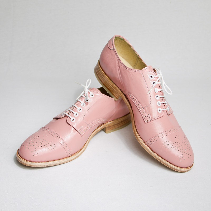 pastel pink oxford brogue shoes - FREE WORLDWIDE SHIPPING