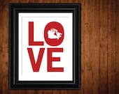 Canada Art Print, I LOVE CANADA, Inspirational Art, Featured in Cherry Red, 8 x 10 Print