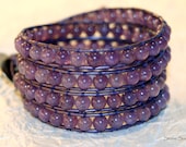 Purple Jade Leather Wrap Bracelet - Chan Luu Style