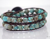 Southwestern Turquoise  Leather Wrap Bracelet - Chan Luu Style
