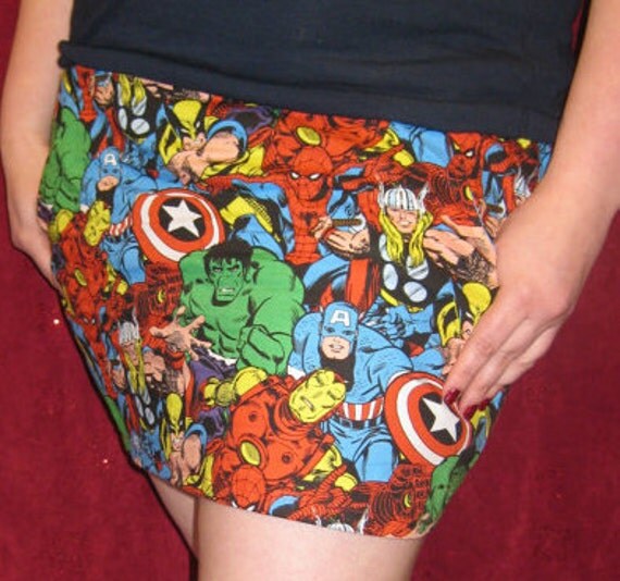 Comic Book Skirt- Avengers Mini Skirt with Pockets Available to Ship ASAP