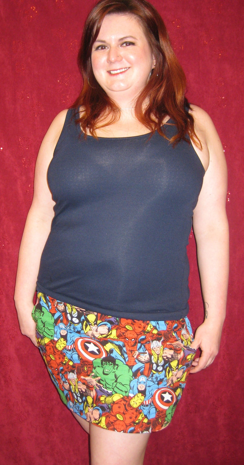 Comic Book Skirt- Avengers Mini Skirt with Pockets Available to Ship ASAP