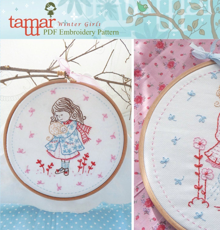 Embroidery patterns baby blanket - Winter Girl 1