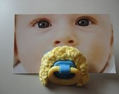 Crocheted mustache pacifier - The Hulk Hogan