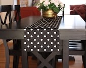 Black & White Polka Dot Table Runner - Modern Design Buffet Server/Table Runner  Weddings - Customizable