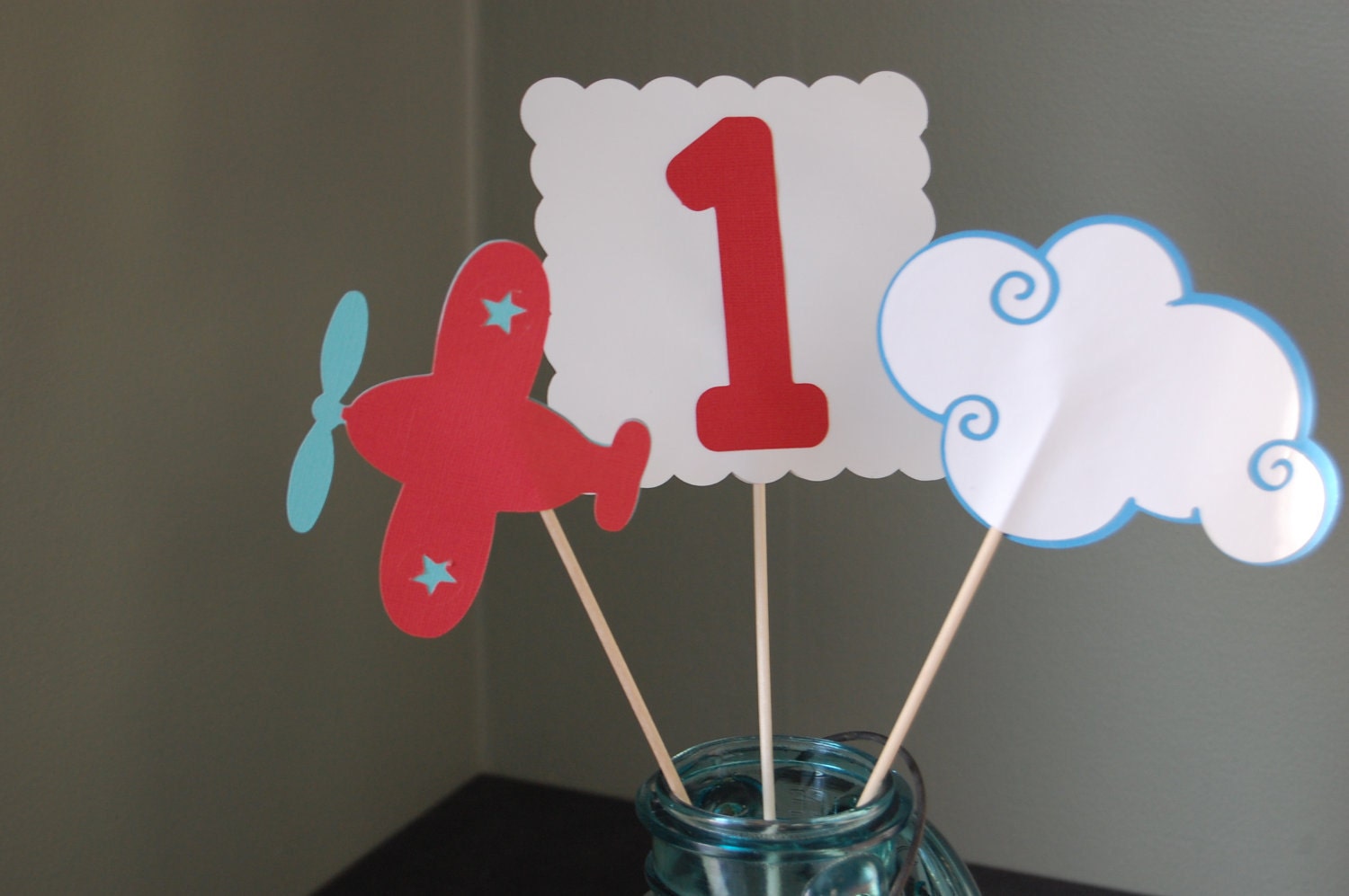 Airplane Centerpieces, Take Flight, Airplane Birthday, 9 , Red and Blue Il_570xn