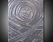 Silver Painting - Abstract Acrylic Sculptural - Beautiful Silver Creation - 18x14 High Quality Original Modern Fine Art