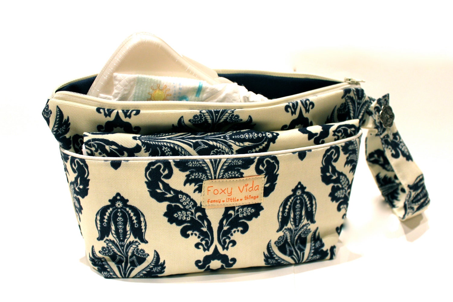 Diaper Clutch SET With Dry Pocket and Changing in Navy Avery