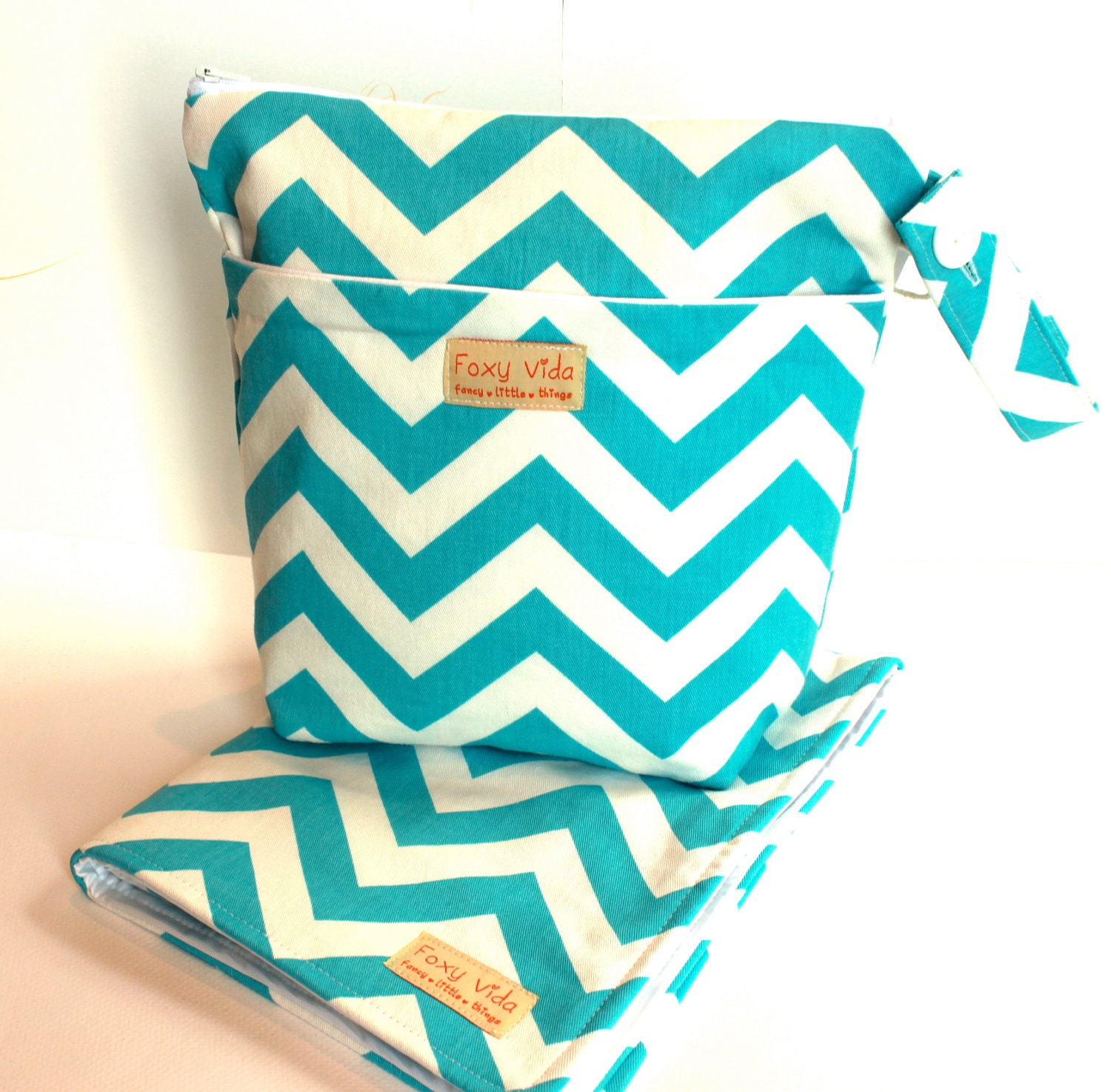FREE SHIPPING -CUSTOMIZE Your Own- Baby Diaper Wet Bag Set w Changing Pad