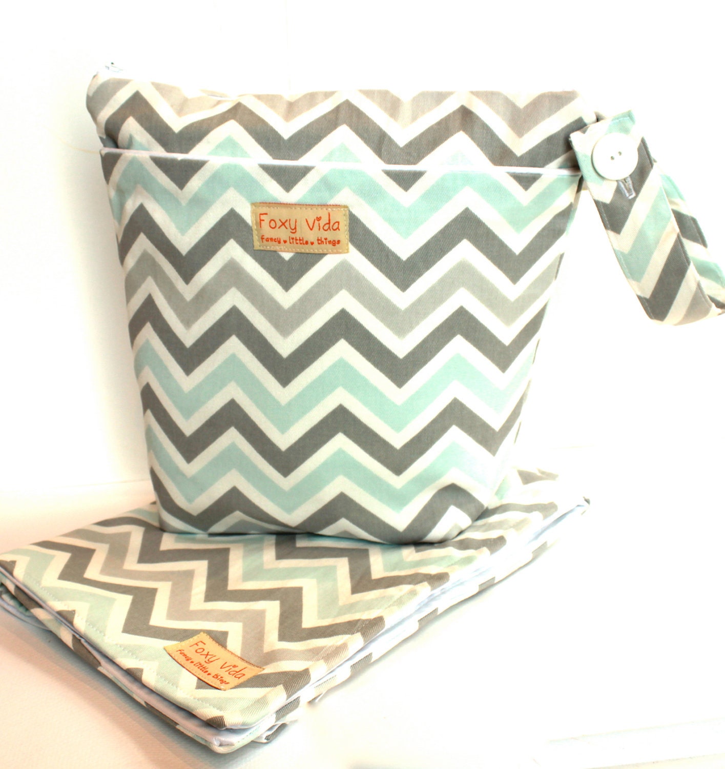 FREE SHIPPING -CUSTOMIZE Your Own- Baby Diaper Wet Bag Set w Changing Pad