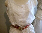 Vintage 70s Eyelet Bohemian Blouse Prairie Style Button Front Cinched Waist Hippie Corset Cover Style Size Medium