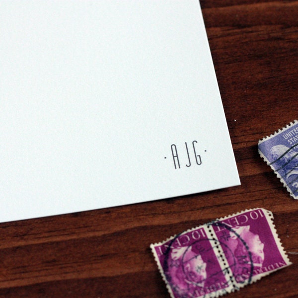 Francis Monogram Stationery Set - Blank Flat Note Cards - Set of 16