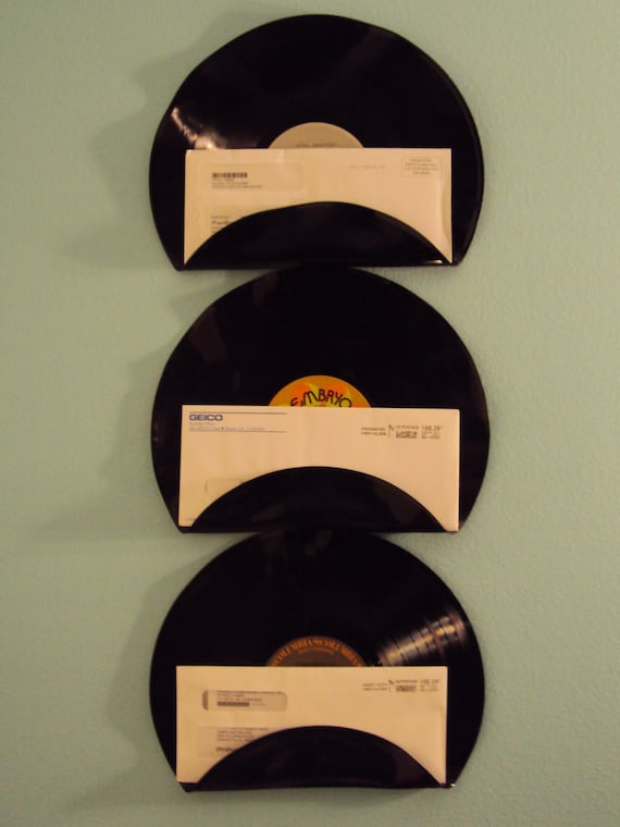 Repurposed Upcycled Vinyl Record Mail Holders Set of 3 Il_570xn