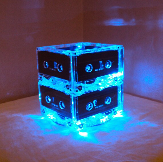 BLUE Repurposed MixTape Night Light Lamp Centerpiece Il_570xn