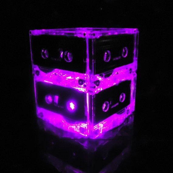 Purple Mixtape Cassette Tape Night Light Lamp Centerpiece Upcycled Retro Ecofriendly Il_570xn