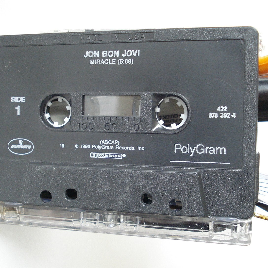 Mix tape Journey Bon Jovi Motley Crue Poison Upcycled Cassette Pencil Holder