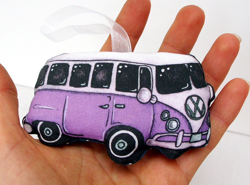 Volkswagen Bus Christmas Ornament Handmade fabric retro tree decoration VW
